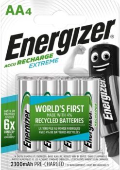 Energizer Wiederaufladbare AA-Batterien, Accu Recharge Extreme 4