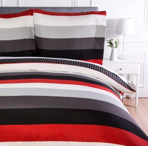 AmazonBasics - Bettwäsche mit einfachen roten Streifen 8