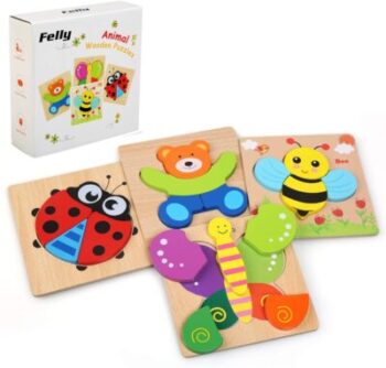 Felly Jouet Bebe - Holzpuzzles, Montessori Kinderspielzeug 1 2 3 22