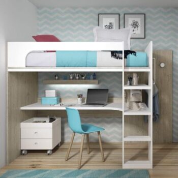 ROS-Möbel - Mezzaninbett mit komplettem Schreibtisch 4