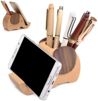 Smartphone- und Stiftehalter aus Holz in Elefantenform 20