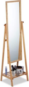 Relaxdays - Spiegel auf Bambus-Standfuß 1