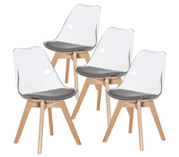 H.J WeDoo - 4er-Set transparente skandinavische Stühle 1