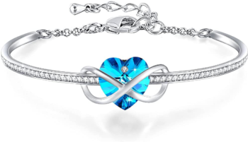 Silberbeschichtetes Armband mit blauem Rosenkristall 2