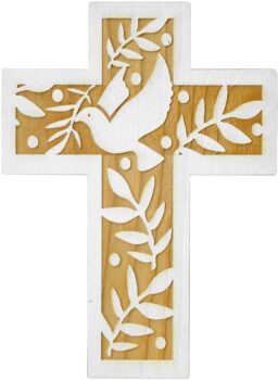 Wandkruzifix aus Fichtenholz mit Taube 14