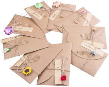 Handgemachte Retro-Kraft-Grußkarte mit Trockenblumen dekoriert - ZeWoo 4