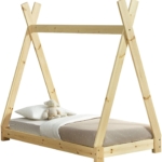 En Casa - Tipi-Bett aus Naturholz mit Lattenrost 140 x 70 cm 10