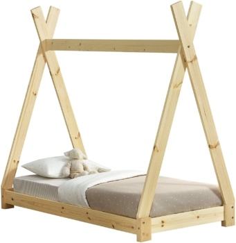 En Casa - Tipi-Bett aus Naturholz mit Lattenrost 140 x 70 cm 2