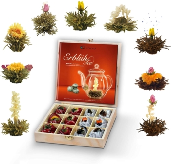 Créano - Coffret Cadeau Fleurs de Thé dans une Boîte à Thé en Bois 80