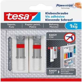 Tesa Verstellbare Klebeschrauben für Tapete und Gips 32