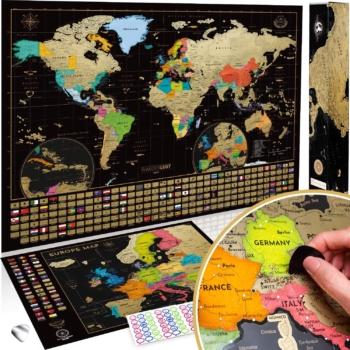 W WANDERLUST MAPS - Carte du Monde à gratter XXL 120