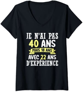 T-Shirt mit V-Ausschnitt 40 Jahre Geburtstag 2