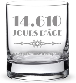 Whiskyglas mit Gravur zum Geburtstag, 40 Jahre, 14.610 Tage alt, aber wer hat Spaß beim Zählen? 70