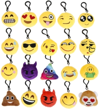 Cusfull 20er-Pack Mini Emoji Schlüsselanhänger aus Plüsch 29