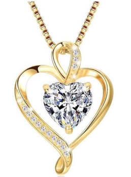 Lavumo Herz Halskette für Frauen Sterling Silber 925 Gold 19